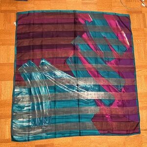🌸 Colorful Striped Scarf Purple Teal. Made in Italy. (3 for $25)